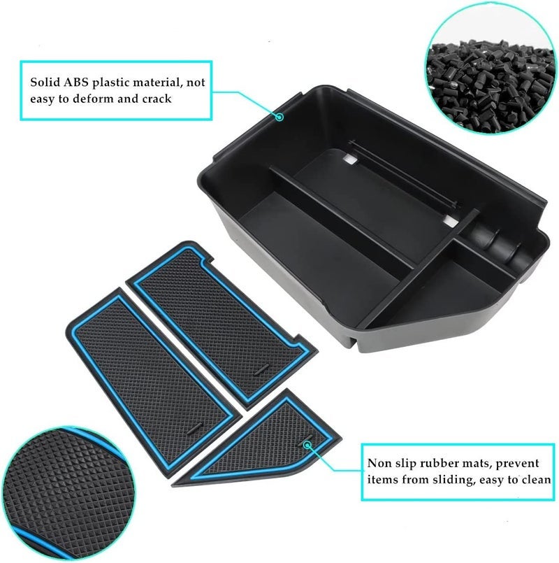 صينية منظم الكونسول المركزي متوافقة للأ222 2023 2024 و2025 ملحقات كيا EV6 مسند الذراع صندوق تخزين صينية ومنظم (أزرق)